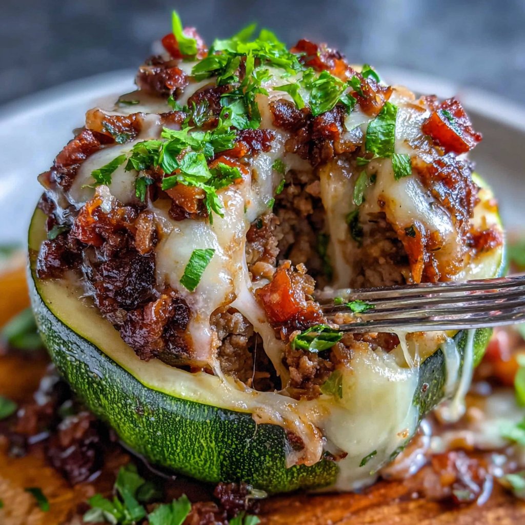 Cajun Hamburger Meat Stuffed Zucchini